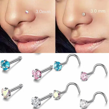 DAIIIBABYYY  -  2PC Fashion Stainless Steel Crystal Nose Septum Piercing Studs 20G Mini Nose Ring Earrings Studs Body Piering Jewelry for Women